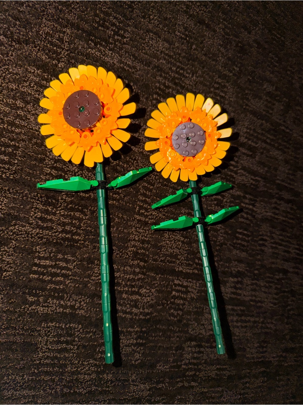Lego Bright Orange Sunflower Stems with Green Leaves
